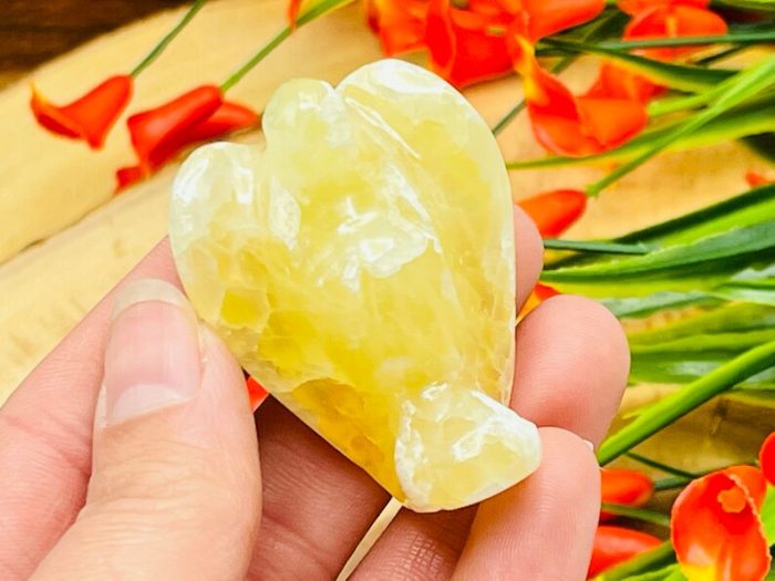 Pineapple Calcite Angel | Lemon Calcite Crystal | Crystal Figurine | Standing Statuette | Angelic Reiki | Metaphysical | Realistic Detailed