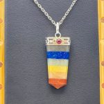 7 Chakra Bonded Flat Pendant | 7 Chakra Charm Pendant | Grounding Chakra Pendant | 7 Chakra Pointer Pendant | Handmade Polished Stones