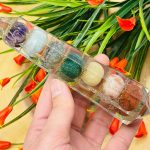 7 Chakra Tumbled Stone Orgone Wand | Polish Stones | 7 Chakra Wand | Reiki Stone | Massage Healing Wand | 6 inch