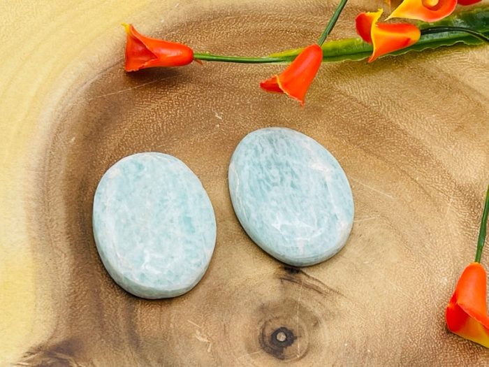 Amazonite Smooth Stone | Crystal Healing Smooth Stone | Amazonite Pocket Stone | Spa Massage Tool | Stress Reliever | Heart & Throat Chakra