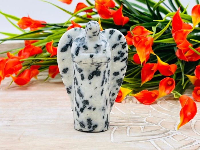 White Tiger Jasper Angel | Crystal Figurine | Standing Statuette | Crystal Angel | Angelic Reiki | Metaphysical | Healing Crystal