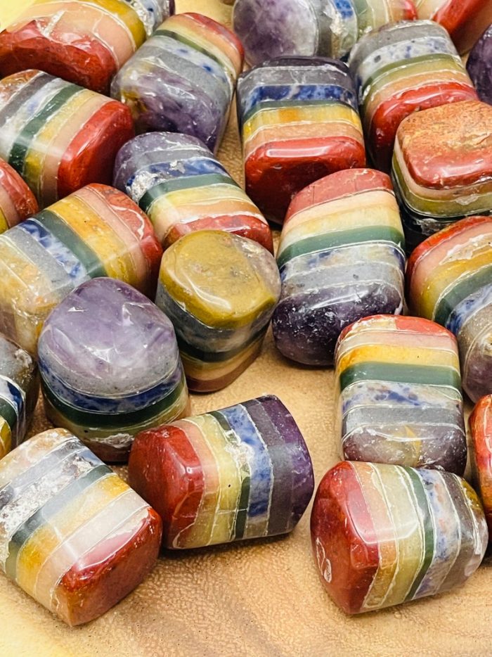 7 Chakra Bonded Tumbled Stones | Polished Tumbled Crystals | Chakra Healing Crystals | Reiki Stone | Metaphysical | Pocket Stone