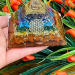 7 Chakra Layered Orgone Pyramid with Symbol of Flower of Life | Chakra Healing Crystals | Life Energy Pyramid | Reiki Crystals | 3 inch