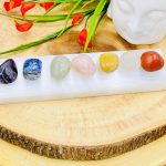 7 Chakra Tumbled Stones Set and Selenite Charger | Tumbled Crystals | Chakra Healing Tumbled Rocks with Selenite | Chakra Tumbled Gemstones
