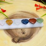 7 Chakra Heart Stone Set | Polished Chakra Stones | Chakra Healing Crystals | Therapy | Reiki | Selenite Charger