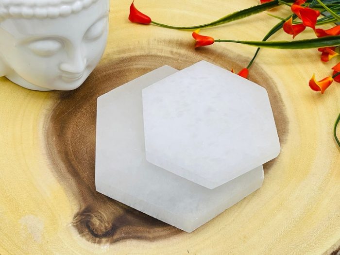 Selenite Charging Station | Hexagon Plate | Chakra Activator | Reiki | Metaphysical Crystal | Meditation | Powerful Healer | 3 inch & 4 inch