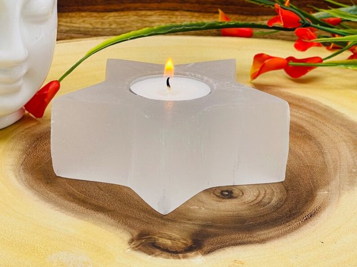 White Selenite Tealight Candle Holder | Authentic and Handmade | Crystal Home Decor | Soothing & Calming Effects | Holiday Gift | 4"