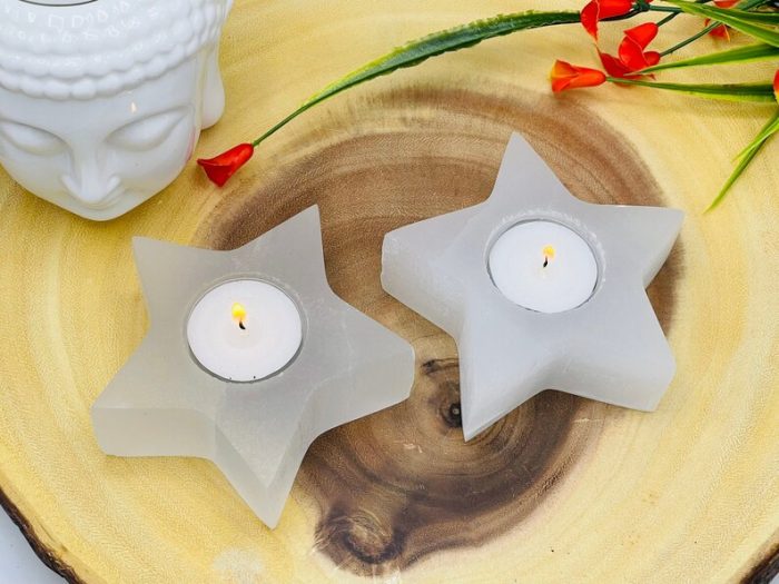 White Selenite Tealight Candle Holder | Authentic and Handmade | Crystal Home Decor | Soothing & Calming Effects | Holiday Gift | 4"