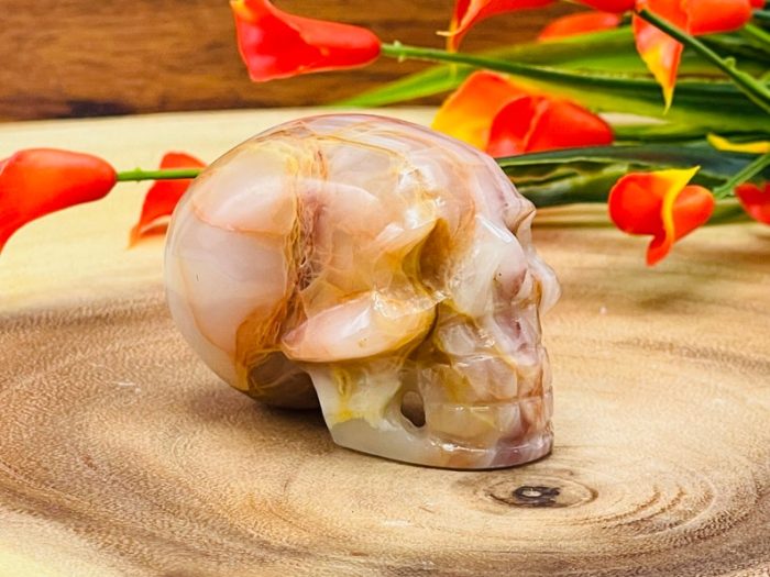 Pink Banded Onyx Skull | Pink Onyx Skull | Realistic Detail | Handmade Crystal | Healing Fine Art Sculpture | Metaphysical Skull