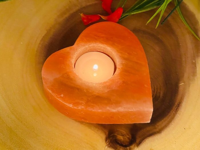 Himalayan Pink Salt Heart Shape Tealight Candle Holder | Authentic | Home Decor | Soothing & Calming Effects | 4" Width