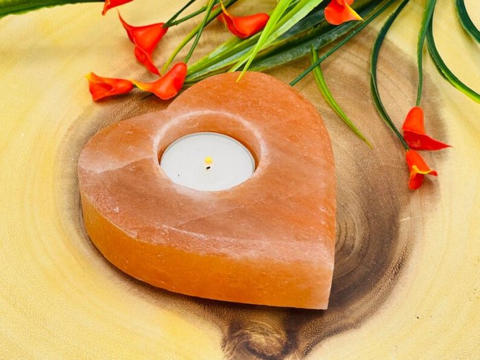 Himalayan Pink Salt Heart Shape Tealight Candle Holder | Authentic | Home Decor | Soothing & Calming Effects | 4" Width