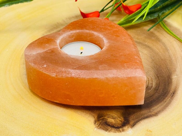 Himalayan Pink Salt Heart Shape Tealight Candle Holder | Authentic | Home Decor | Soothing & Calming Effects | 4" Width