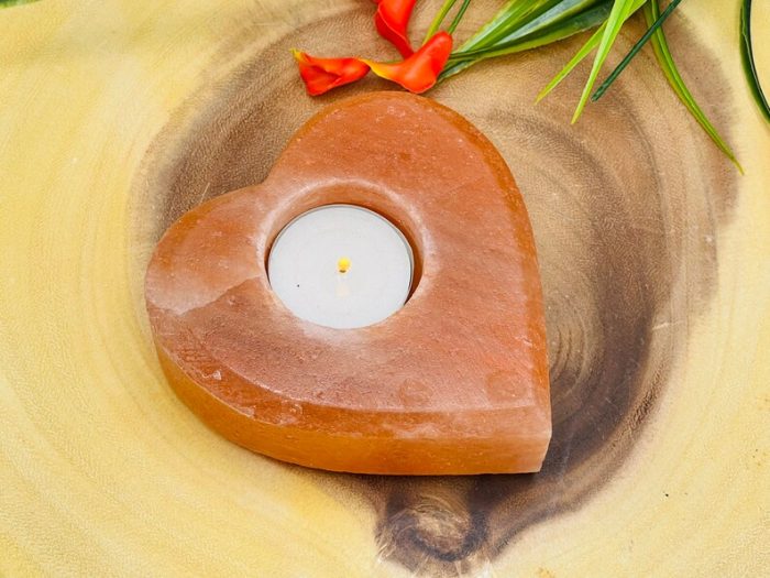 Himalayan Pink Salt Heart Shape Tealight Candle Holder | Authentic | Home Decor | Soothing & Calming Effects | 4" Width