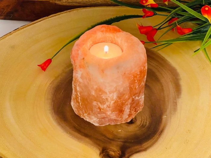 Himalayan Pink Salt Natural Shape Tealight Candle Holders | Authentic Salt Ionizer | Home Decor | Soothing and Calming Effects | 3" X 3.5"