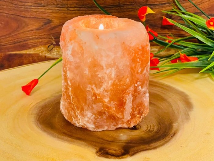 Himalayan Pink Salt Natural Shape Tealight Candle Holders | Authentic Salt Ionizer | Home Decor | Soothing and Calming Effects | 3" X 3.5"