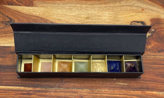 7 Chakra Pyramid Set with Beautiful Box | Healing Crystals Kit | Polished Chakra Stones | Chakra Healing Crystals | 7 Chakra Gift Set