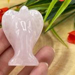 Rose Pink Mangano Fluorescent Calcite Angel | Calcite Angel | Crystal Figurine | Standing Statuette | Handmade | Reiki | Metaphysical | 2"