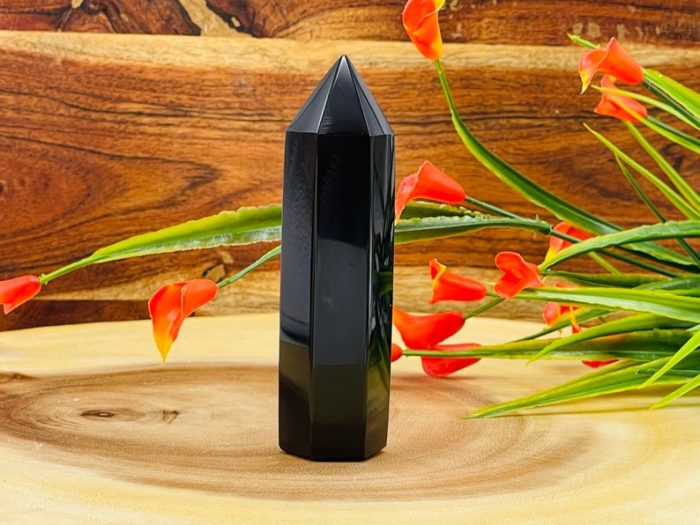 4" Black Obsidian Pointer | Black Obsidian Tower | Obsidian Crystal Point | Reiki Tool | Healing Crystal | Stress Reliever | Crystal Tower