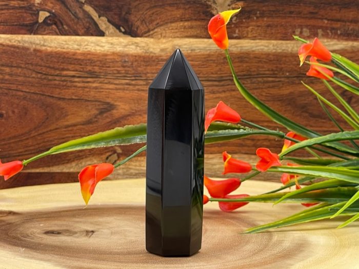 4" Black Obsidian Pointer | Black Obsidian Tower | Obsidian Crystal Point | Reiki Tool | Healing Crystal | Stress Reliever | Crystal Tower