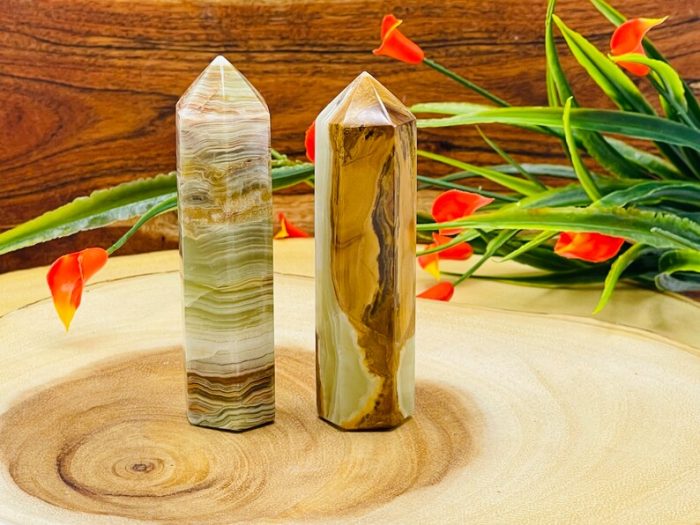 Multi Green Banded Onyx Obelisk Pointer | Green Onyx Point Tower | Onyx Crystal Tower | Metaphysical Onyx Pointer | Meditation | Home Decor