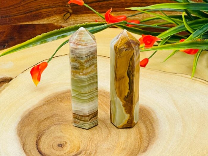 Multi Green Banded Onyx Obelisk Pointer | Green Onyx Point Tower | Onyx Crystal Tower | Metaphysical Onyx Pointer | Meditation | Home Decor