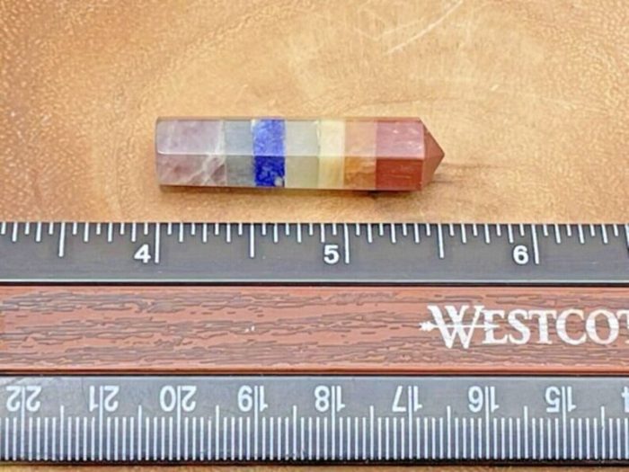 7 Chakra Bonded Pointer | 7 Chakra Pointer wand | 7 Chakra Terminated Point | Crystal Point | Healing Crystal Tower | Metaphysical 1.5 Inch