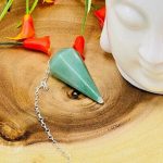 Green Aventurine Crystal Pendulum With Silver Plated Chain | Green Aventurine Point Pendulum | Healing Dowsing Energy Balancing | Faceted