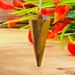 Tiger Eye Crystal Pendulum With Silver Plated Chain | Tiger Eye Point Pendulum | Healing Dowsing Energy Balancing | Faceted