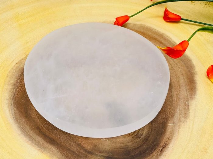 Selenite Charging Station | Round Charging Plate | Chakra Activator | Reiki | Spiritual Growth | Meditation | Powerful Healer | 5 inch