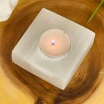 Selenite Tealight Candle Holder | Square Shape Candle Holder | Authentic and Hand Carved | Home Decor | Soothing & Calming Effects | 3 Inch