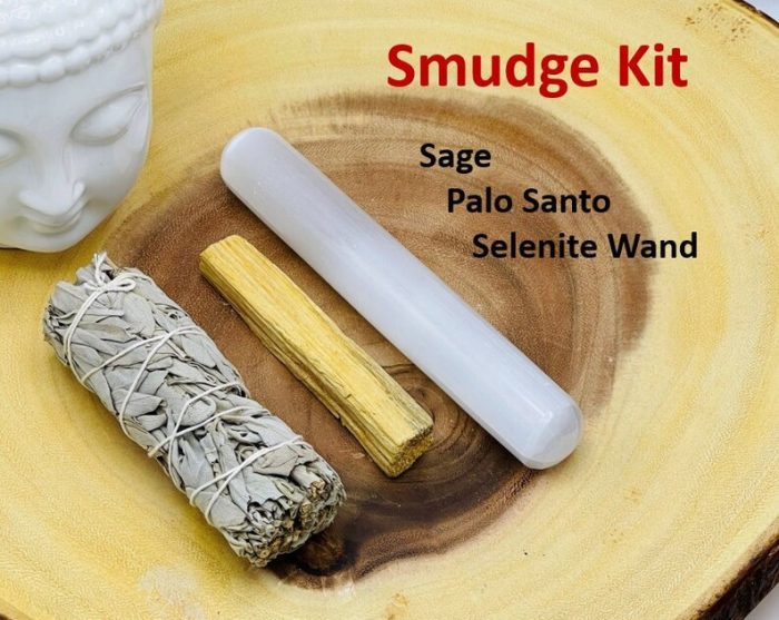 Smudge kit | Set of One Sage, Palo Santo and Selenite Healing Wand | Healing Smudge Kit | Cleanse Your Home and Aura | Cleansing Kit