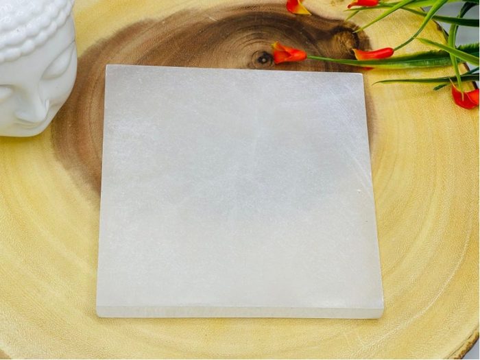 Selenite Charging Station | Selenite Square Plate | Chakra Activator | Reiki | Metaphysical Crystal | Meditation | Powerful Healer | 6 inch