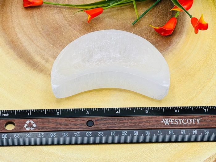 4" Selenite Crescent Moon Shape Charging Bowl | Selenite Charging Station | Chakra Activator | Crystal Cleansing | Powerful Healer | (10 cm)