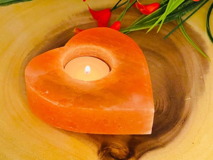 Himalayan Pink Salt Heart Shape Tealight Candle Holder | Authentic | Home Decor | Soothing & Calming Effects | 4" Width