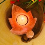 Himalayan Pink Salt Maple Leaf Shape Tealight Candle Holder | Beautiful Decor | Soothing & Calming Effects | 5 x 4 inch
