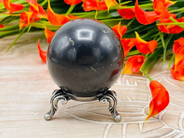 Shungite Crystal Sphere | Shungite Crystal Stone | Healing Crystal | Highly Energetic Metaphysical | EMF Protection | 2 inch