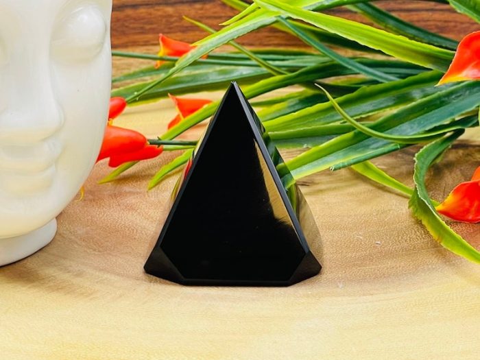 Black Obsidian Cubical Pyramid | Black Obsidian Crystal | Obsidian Pointer | Reiki Tool | Healing Crystal | Stress Reliever | Meditation 2"