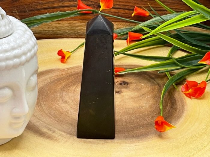 Shungite Obelisk | Shungite Crystal Tower | Black Point | Handmade Healing Crystal | Highly Energetic Metaphysical | EMF Protection | 5"