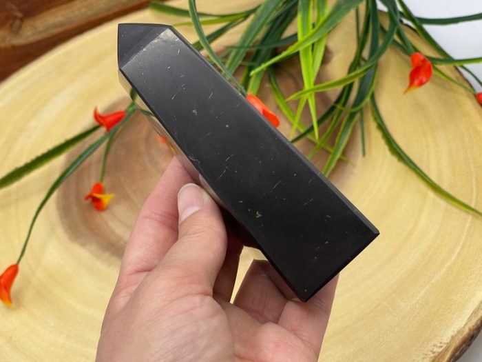 Shungite Obelisk | Shungite Crystal Tower | Black Point | Handmade Healing Crystal | Highly Energetic Metaphysical | EMF Protection | 5"