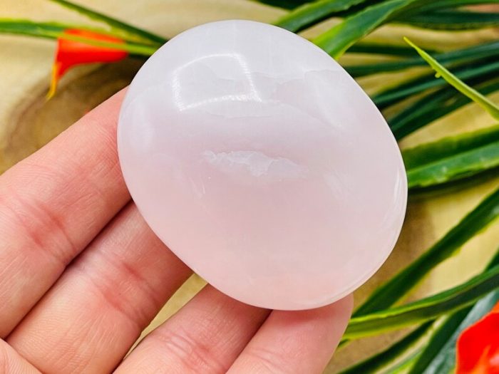 Rose Pink Mangano Fluorescent Calcite Palm Stone | Calcite Palm Stone | Healing Gemstones | Cleansing & Balancing Stone