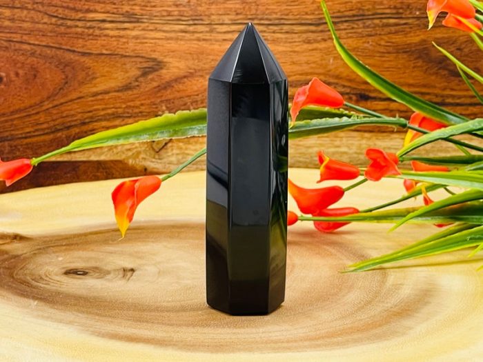 4" Black Obsidian Pointer | Black Obsidian Tower | Obsidian Crystal Point | Reiki Tool | Healing Crystal | Stress Reliever | Crystal Tower