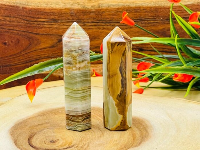 Multi Green Banded Onyx Obelisk Pointer | Green Onyx Point Tower | Onyx Crystal Tower | Metaphysical Onyx Pointer | Meditation | Home Decor