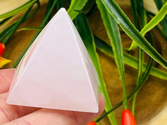 Fluorescent Rose Pink Mangano Calcite Pyramid | Calcite Crystal Pyramid | Handmade | Healing Pyramid | Metaphysical | Meditation Crystal