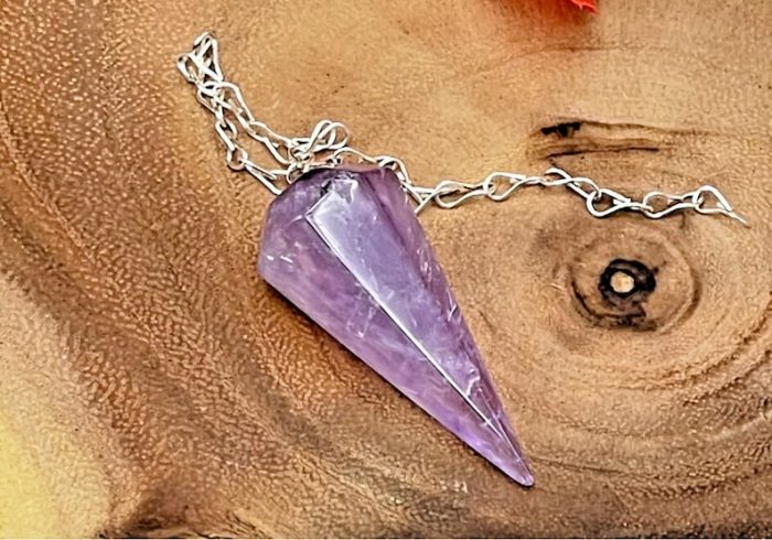 Amethyst Crystal Pendulum With Silver Plated Chain | Amethyst Point Pendulum | Healing Dowsing Energy Balancing | Faceted Crystal