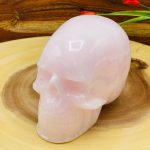 Rose Pink Mangano Florescent Calcite Skull | Crystal Skull | Realistic Details | Handmade Crystal | Healing Fine Art Sculpture