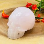 Rose Pink Mangano Fluorescent Calcite Skull | Pink Calcite Skull | Realistic Details | Handmade | Healing Fine Art Sculpture