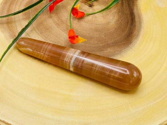 6" Caramel Calcite Massage Wand | Crystal Healing Wand | Soothing & Calming Massage | Spa Massage Wand | Stress Reliever | Healing Tool