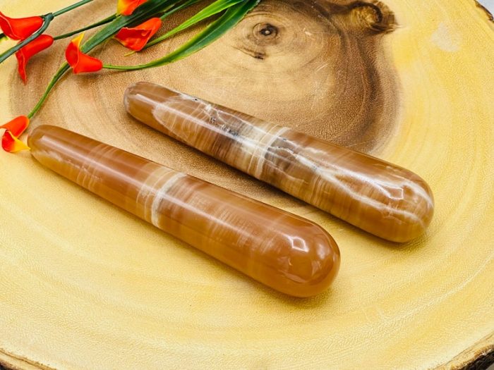 6" Caramel Calcite Massage Wand | Crystal Healing Wand | Soothing & Calming Massage | Spa Massage Wand | Stress Reliever | Healing Tool