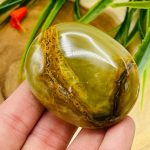 Multi Green Banded Onyx Palm Stone | Green Onyx Palm Stone | Handmade | Polished Massage Stone | Healing Crystals & Stones | Stress Reliever