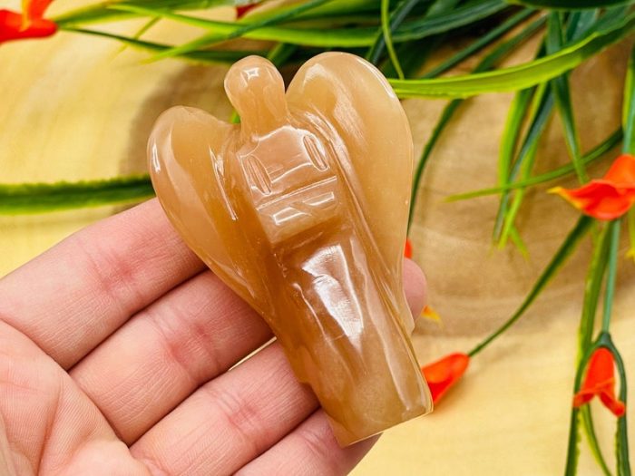 3" Caramel Honey Angel | Crystal Angel | Crystal Figurine | Standing Statuette | Handmade | Angelic Reiki | Metaphysical l Healing Crystal